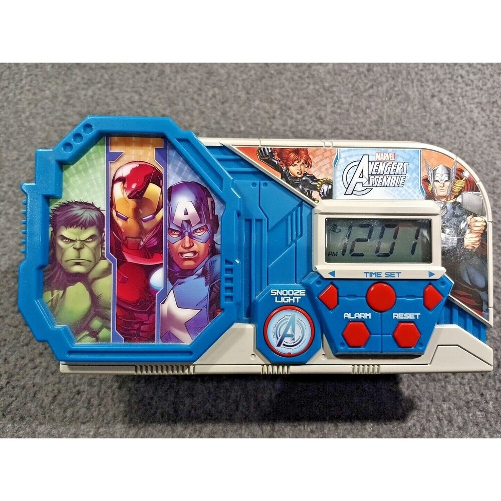 Marvel Avengers Assemble Super Heros Alarm Clock Blue Iron Man Captain Hulk Thor